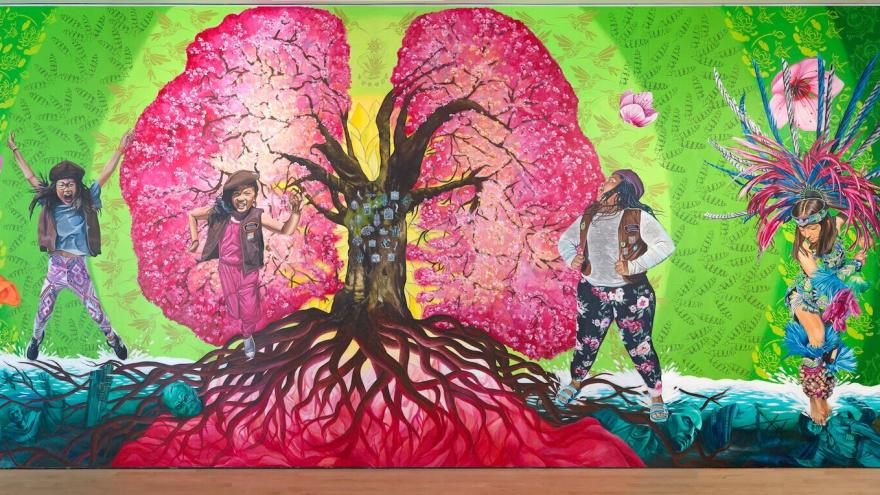 mural depicting girls